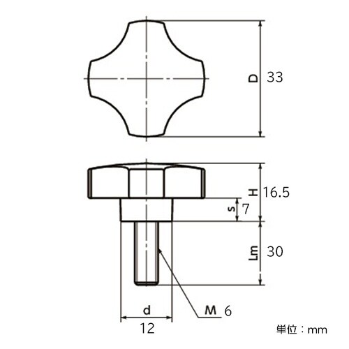 EA948AY−2 M6x30mm/33mm 雄ね