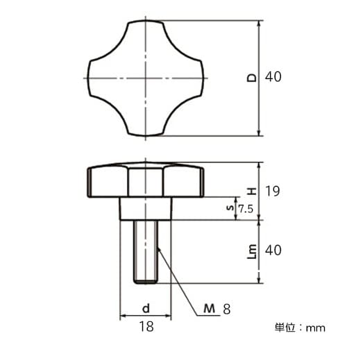 EA948AY−3 M8x40mm/40mm 雄ね