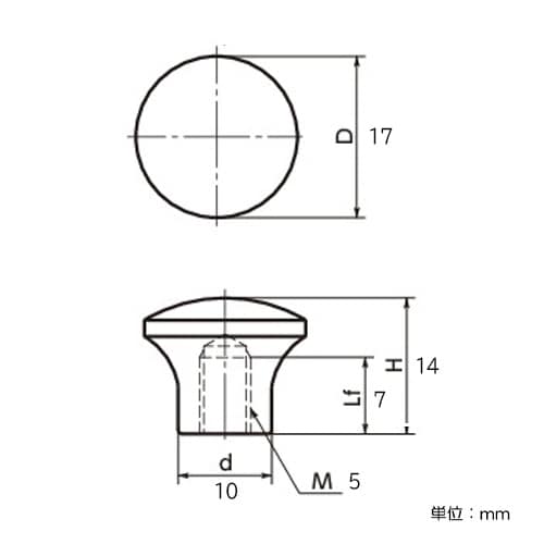 EA948B−11 M5/φ17mm 雌ねじノブ(