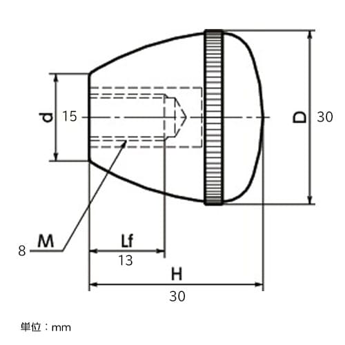 EA948BF−12 M8/30mm 雌ねじグリッ