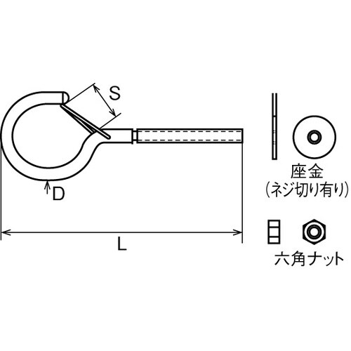 EA951DT−8 M8x155mm ねじ付フック