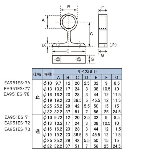 EA951ES−73 φ16mm パイプ用ブラケッ