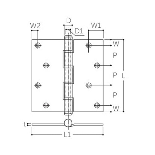 EA951HC−1 102x 76mm 義星丁番(