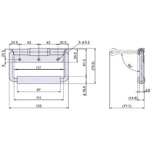 EA951K−2 117mm トランク取手(スチ