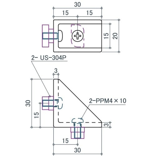 EA976CB−38 30角用 三角ブラケット(シ