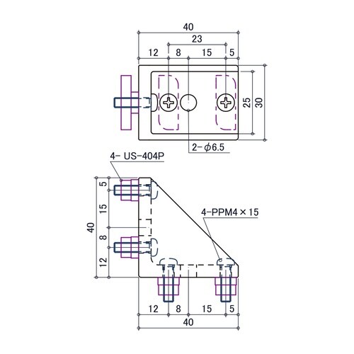 EA976CB−40 40角用 三角ブラケット(シ