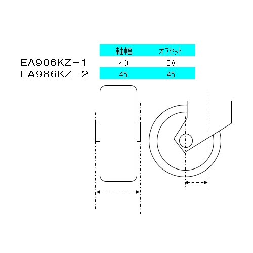 EA986KZ−2 125mm キャスター(固定金