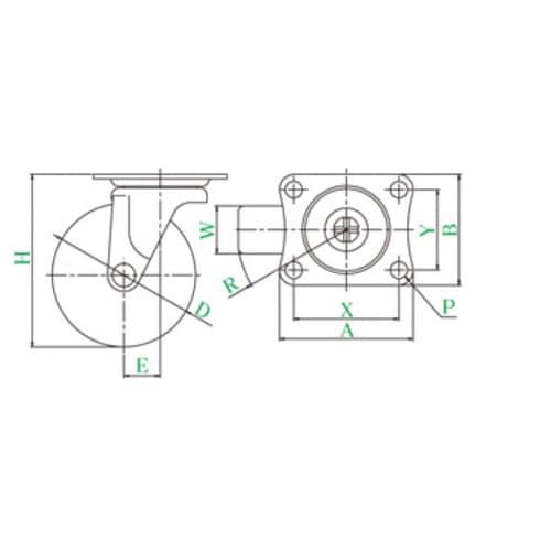 EA986PF−92 32mm キャスター(自在金