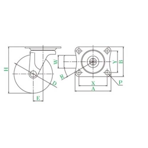 EA986PF−93 38mm キャスター(自在金
