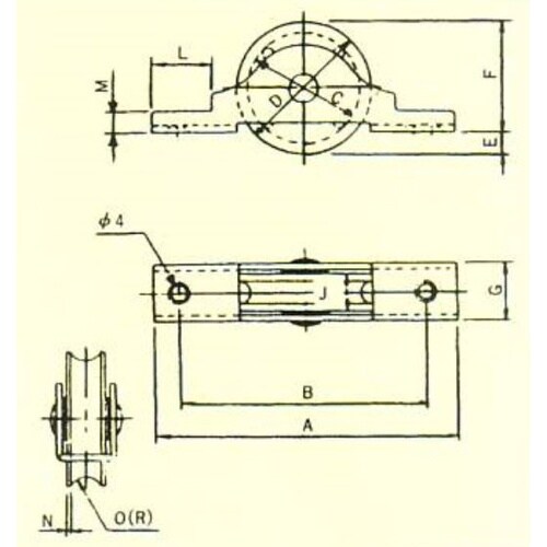 EA986RY−6 30mm/20kg 戸車(平型