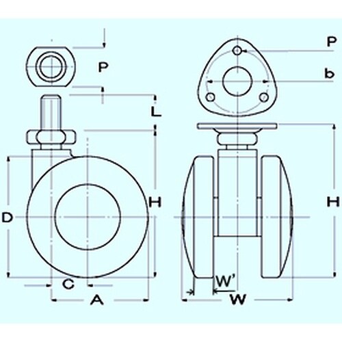 EA986TA−240 40mm キャスター(ツイ