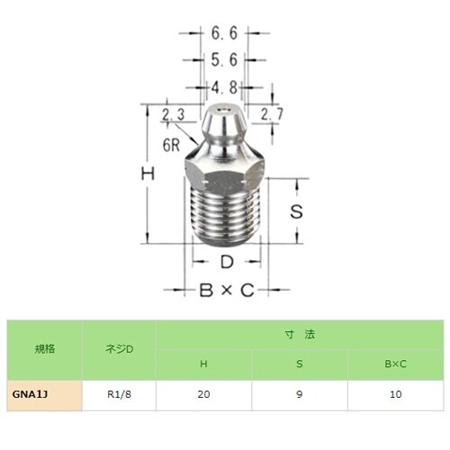 EA991CZ−121 R 1/8” グリースニッ