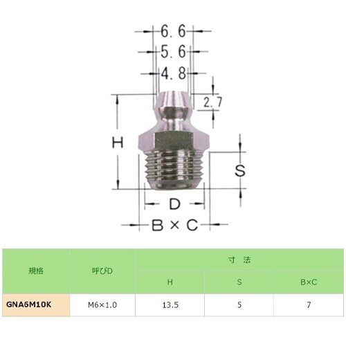 EA991CZ−136 M6x 1.0 グリースニ