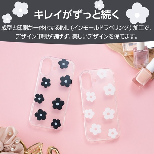iPhone17 ソフトケース フラワー ホワイト