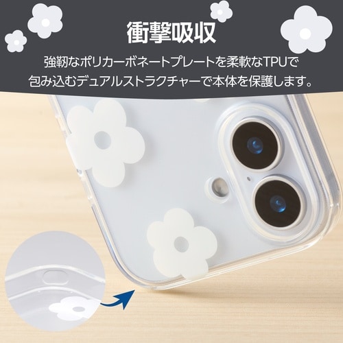 iPhone17 ソフトケース フラワー ホワイト