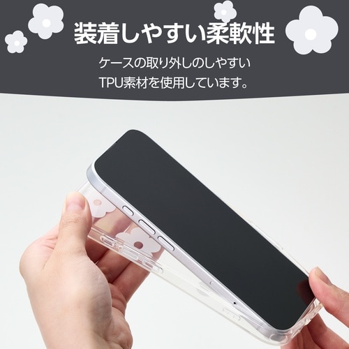 iPhone17 ソフトケース フラワー ホワイト
