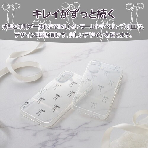 iPhone17 ソフトケース リボン ブラック