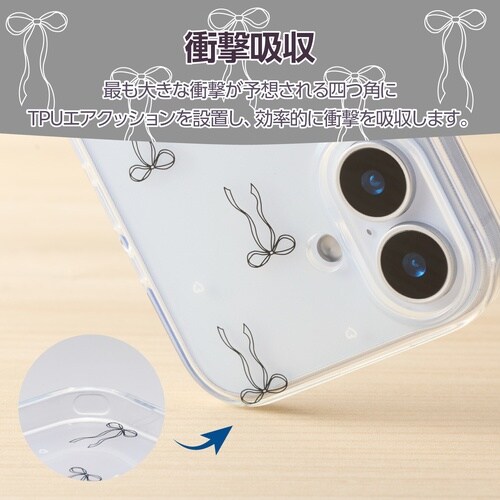 iPhone17 ソフトケース リボン ブラック