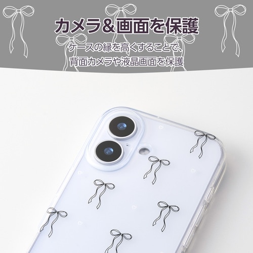 iPhone17 ソフトケース リボン ブラック
