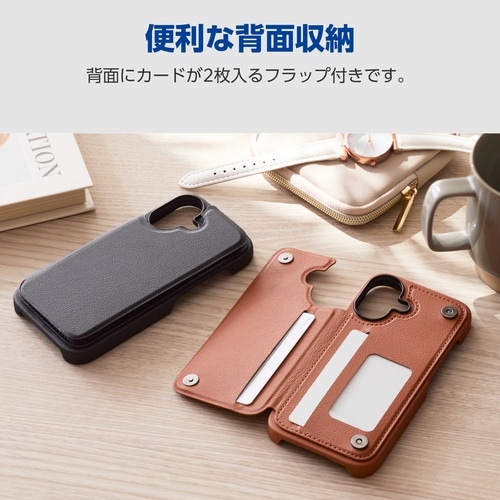 iPhone17 レザーケース カード ブラック