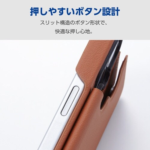 iPhone17 レザーケース カード キャメル