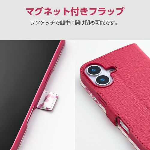 Galaxy A36 5G手帳型ケース 花 ピンク