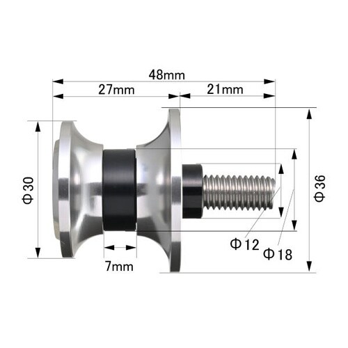 スイングアームスプール ナイロングリップ M8 カ
