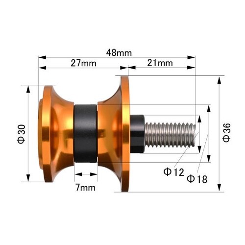 スイングアームスプール ナイロングリップ M8 カ