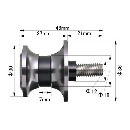 スイングアームスプール ナイロングリップ M8 カ