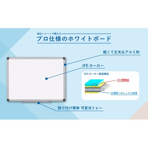 アルミ枠 ホーローホワイトボード 3L