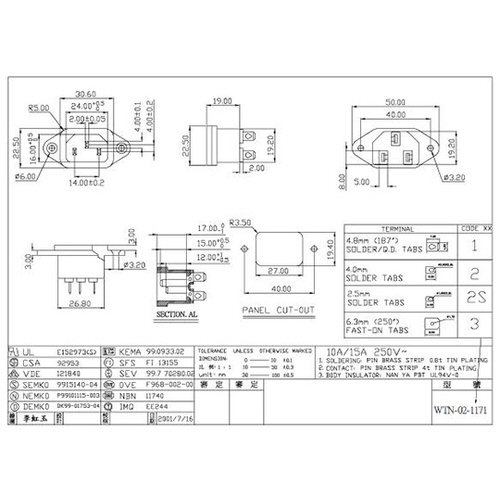 電源インレット(ネジ止め式) WTN02
