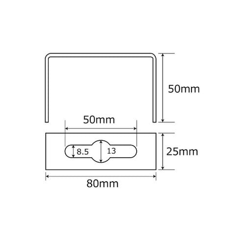 補助金具ステンレス コ型 長さ80mm