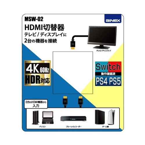 HDMI切替器 2入力→1出力 MSW−