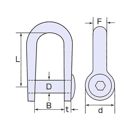 ステンレス 半丸沈みシャックル #8 R