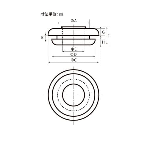 配線穴カバー 膜付きグロメット 12mm