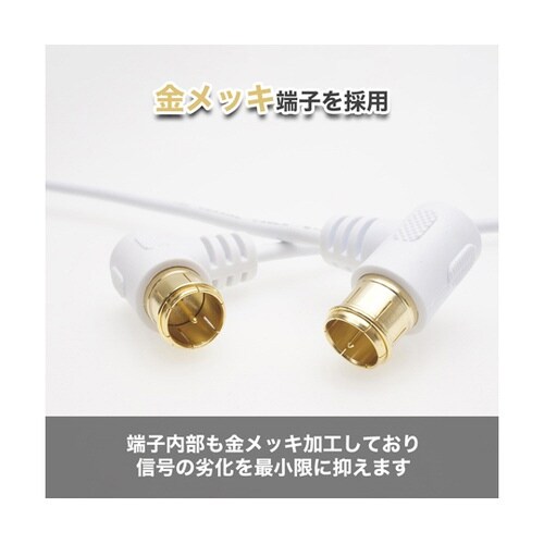 極細アンテナケーブル 2m ホワイト 両