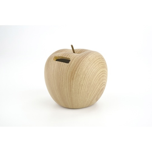 オブジェ 北欧風木調マネーバンク 陶器 リンゴ