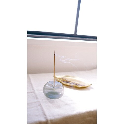 お香立て ルノ 吹きガラス ブルーグレー