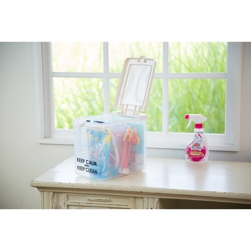 キッチン収納ケース 取手付ストッカー 深型 クリア