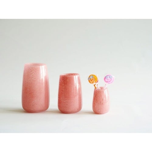 花瓶 DGティアドロップベース ガラス ピンク
