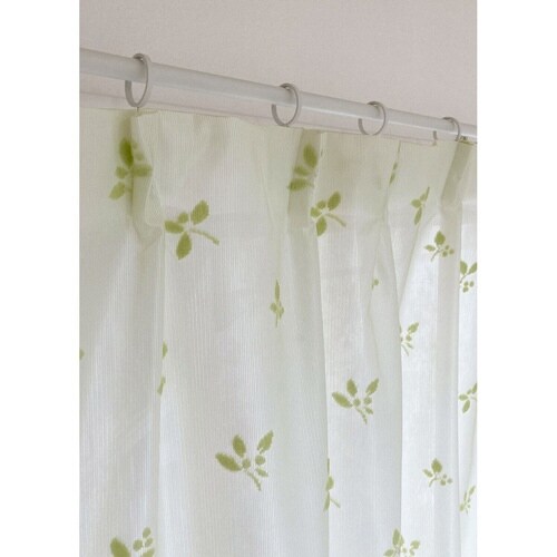 レースカーテン リーフ柄 UVカット ホワイト