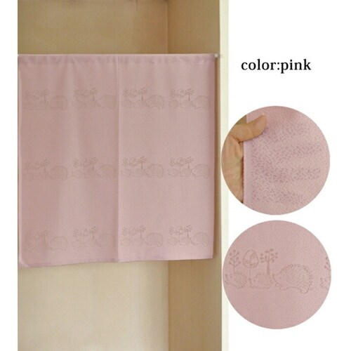 のれん ハリネズミ柄 85×90cm 防炎 ピンク