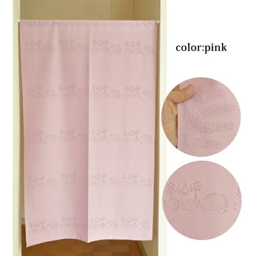 のれん ハリネズミ柄 85×150cm ピンク