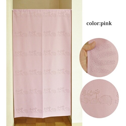 のれん ハリネズミ柄 85×170cm ピンク