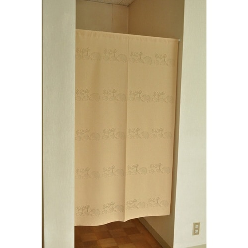 のれん ハリネズミ柄 85×150cm ベージュ