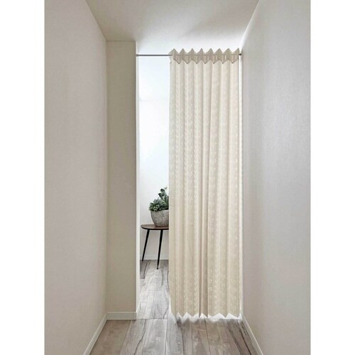 アコーディオンカーテン リーフ柄 アイボリー