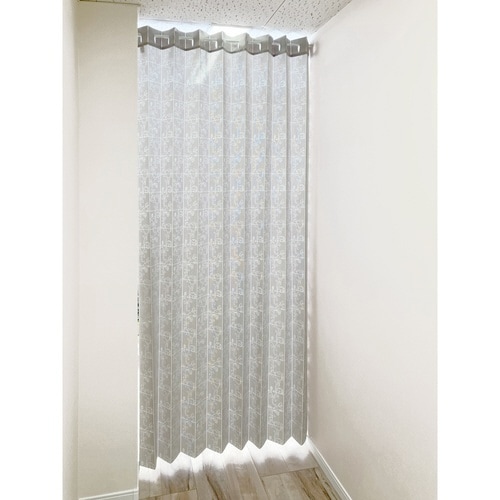 アコーディオンカーテン アラベスク柄 グレージュ