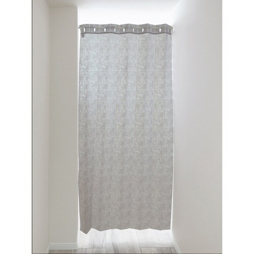 アコーディオンカーテン アラベスク柄 グレージュ