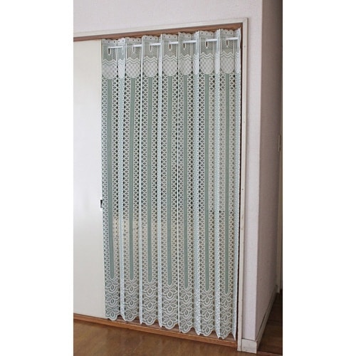 アコーディオンカーテン 二段カット グリーン