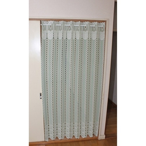 アコーディオンカーテン 二段カット グリーン